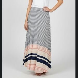 Max Studio Striped Maxi Skirt - Navy, Pink, and Cream Sizw Medium